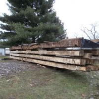 large timbers from barn ready for the move